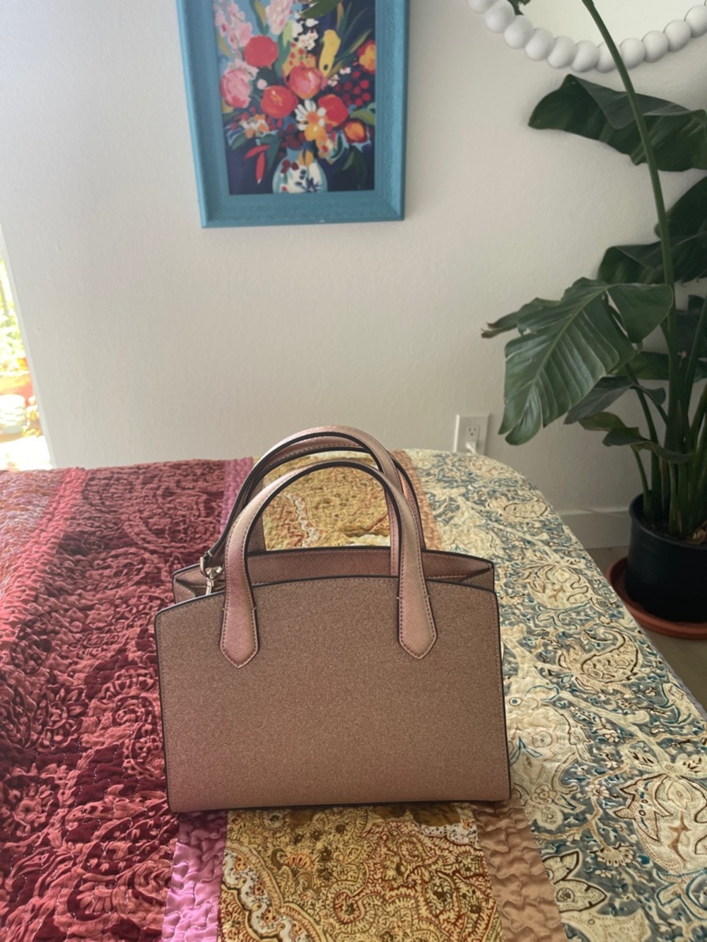 kate spade Metallic Rose Gold Top-Handle Satchel